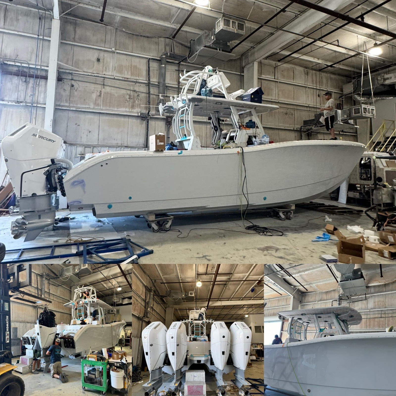 Costa Custom 34 SV with through-hulls, plumbing and deck installed