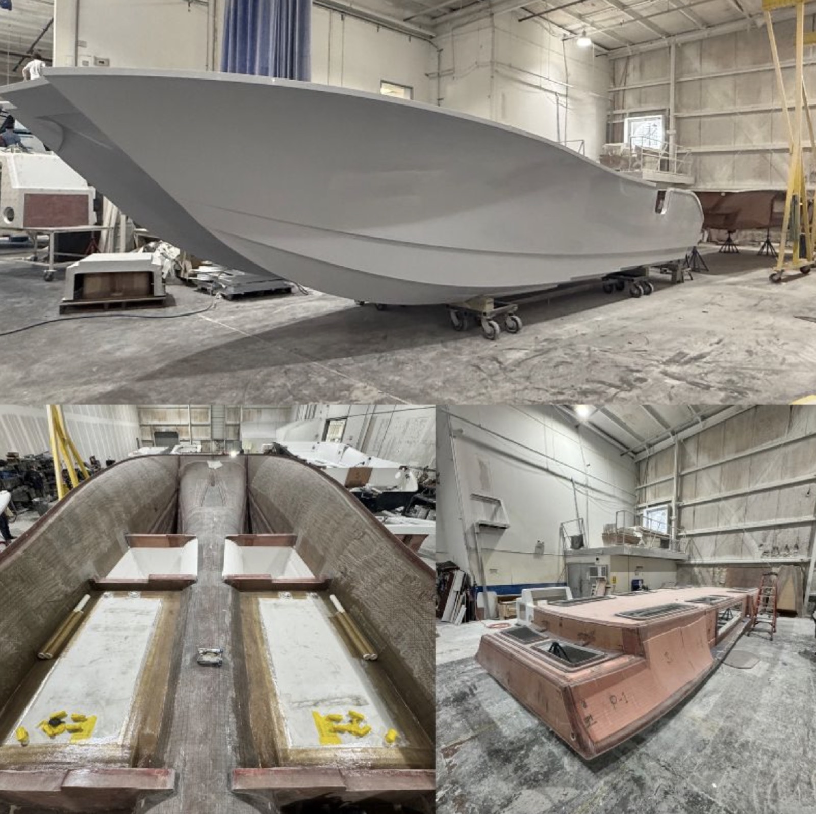 Costa Custom 34 SV hull lay-up in Whisper Gray gelcoat