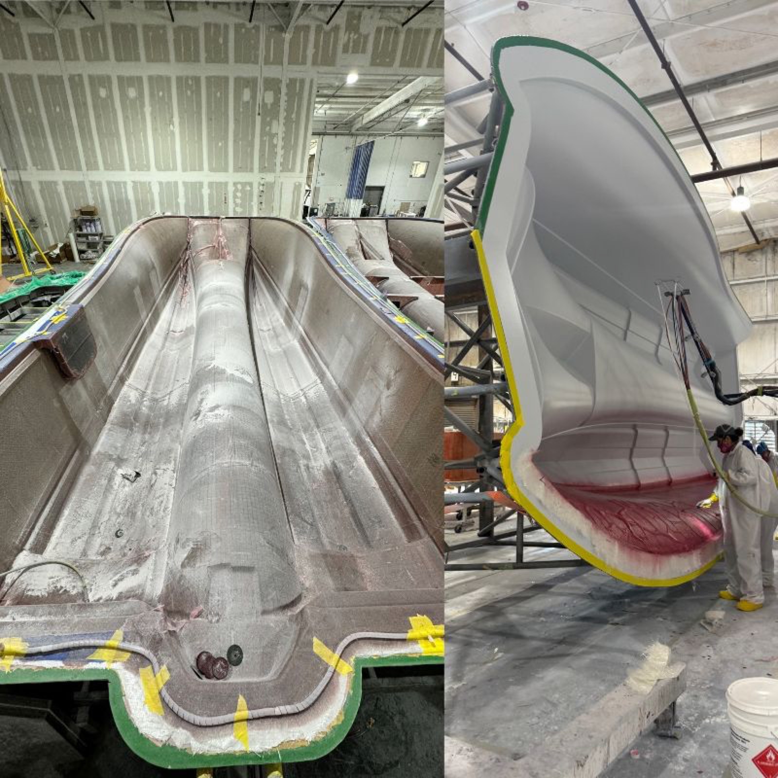 Costa Custom 34 SV hull lay-up in Whisper Gray gelcoat