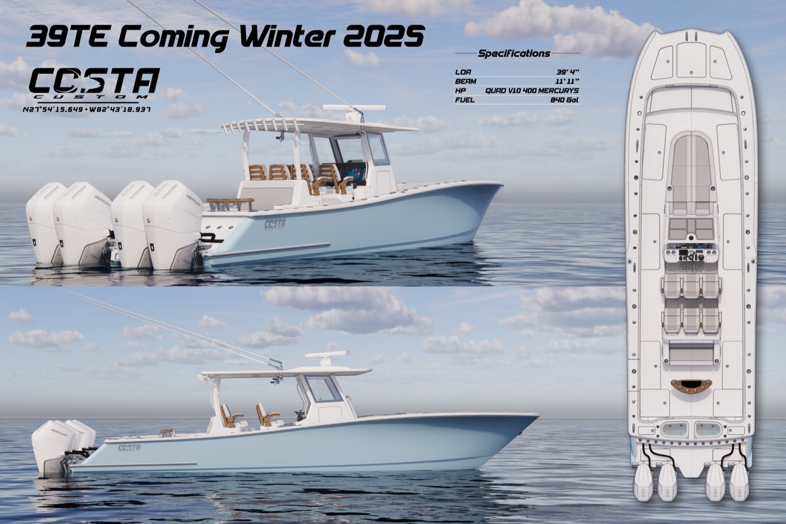 Rendering of the 2026 Costa Custom 39 TE
