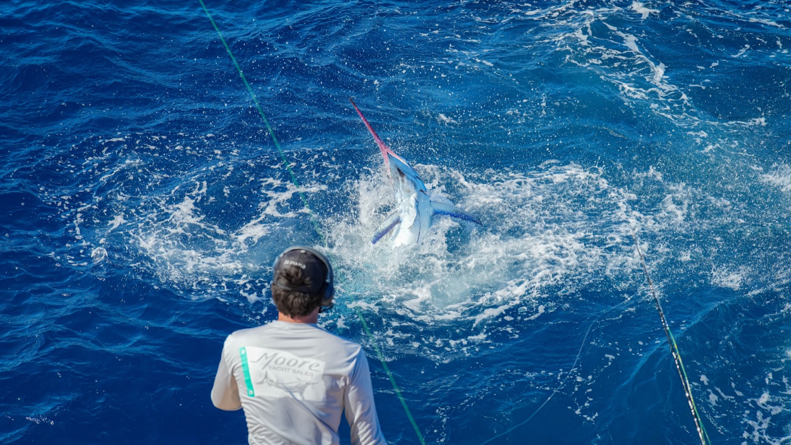 Tucker Carmichael aboard the 79-foot Duffie Boatworks Reel Joy in Costa Rica
